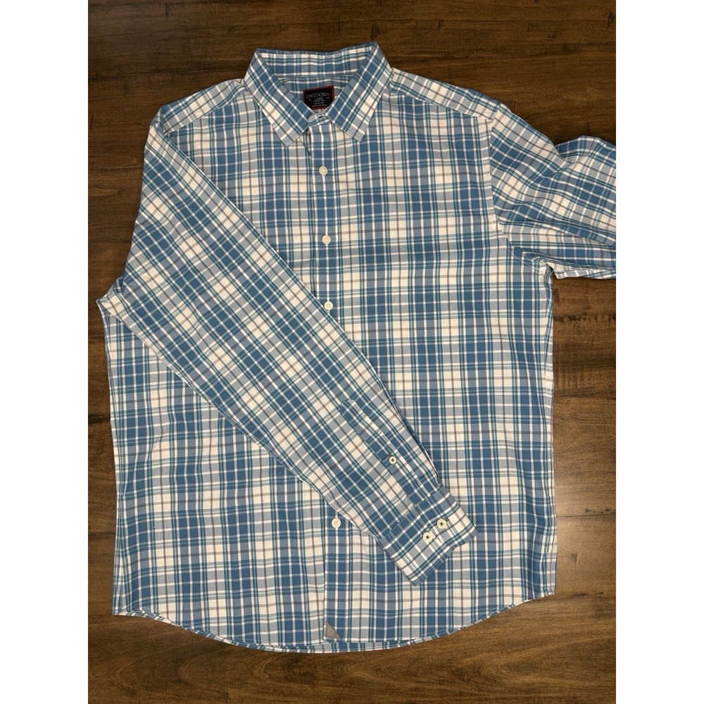UNTUCKit Men's Blue, Checked, Long Sleeve, Cotton, Large - Picture 10 of 10